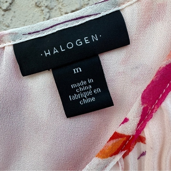 Halogen Sleeveless Pleated Top in Pink Sheer Meadow Floral, Medium - Picture 7 of 9